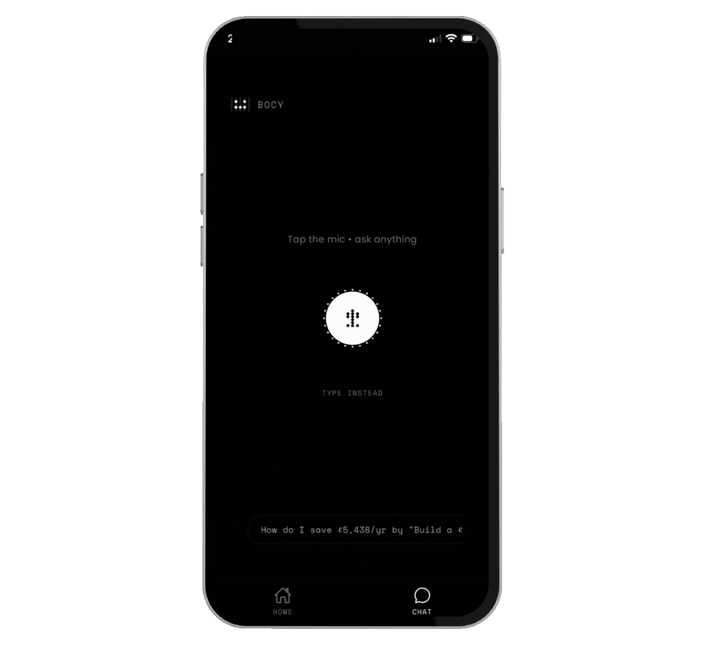 BOCY chat — conversational AI finance assistant